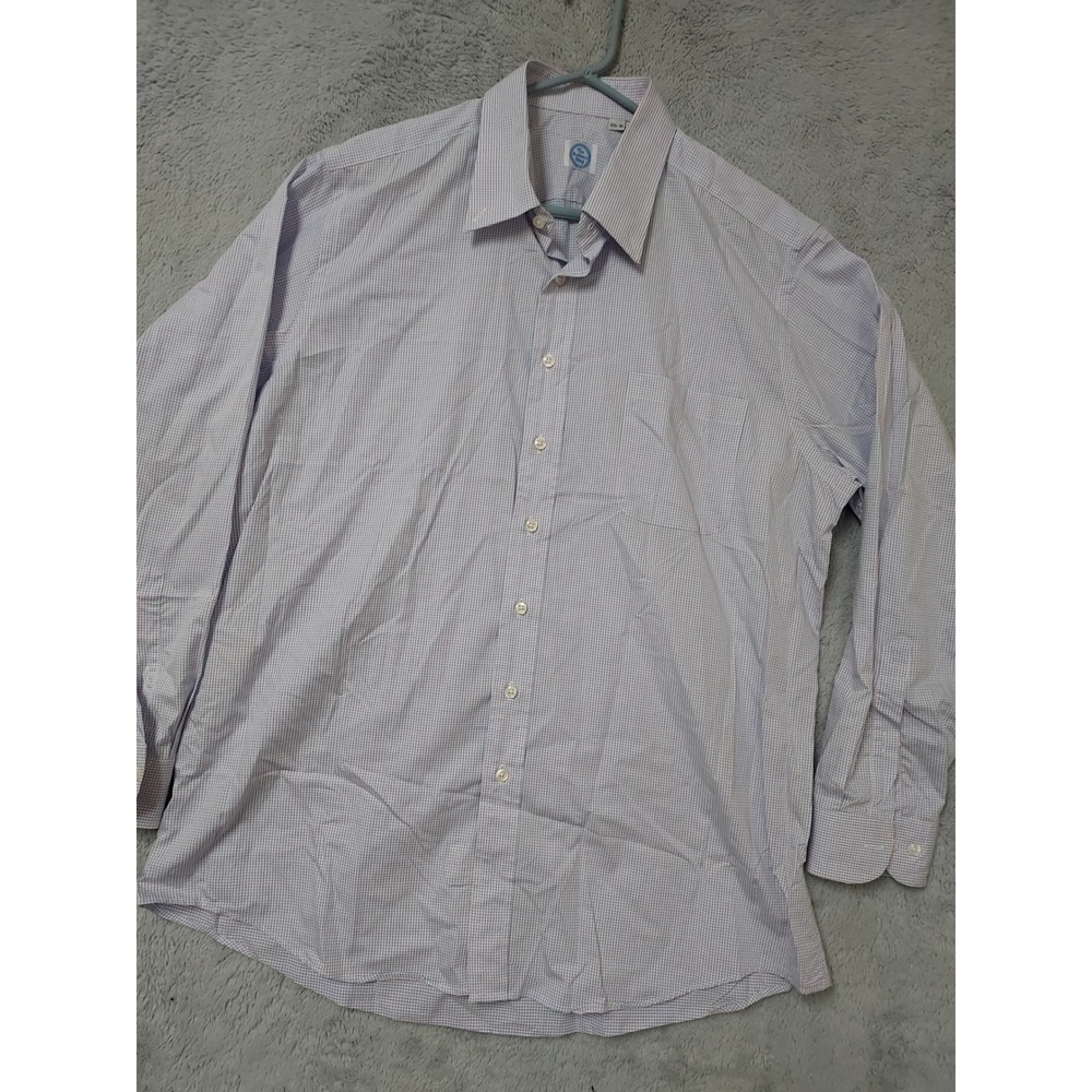 The Andover Shop Shirt Men 17.5 35 Check Long Sleeve Button Down Blue Red White